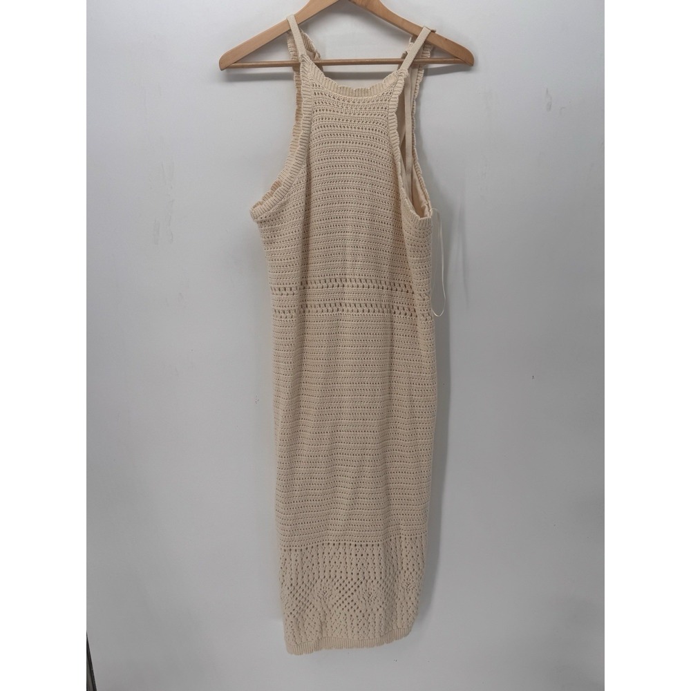 "Arizona Jean Co Cream Crochet Knit Halter Dress Size XXL Sleeveless Boho"